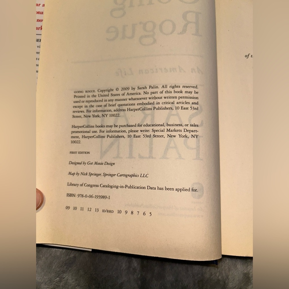 Sarah Palin "Going Rogue: An American Life", Hardcover, 2009, First Edition - Picture 2 of 9